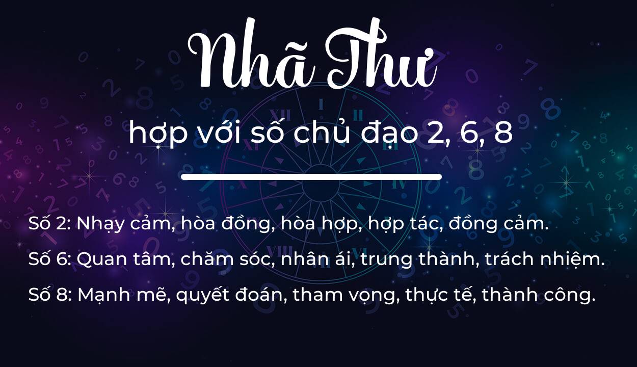 Tên Nhã Thư hợp với người có số chủ đạo 2, 6, 8