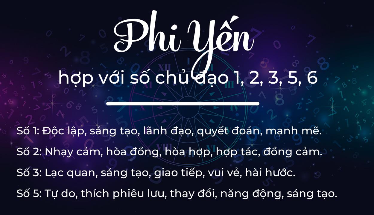 Tên Phi Yến hợp với người có số chủ đạo 1, 2, 3, 5, 6