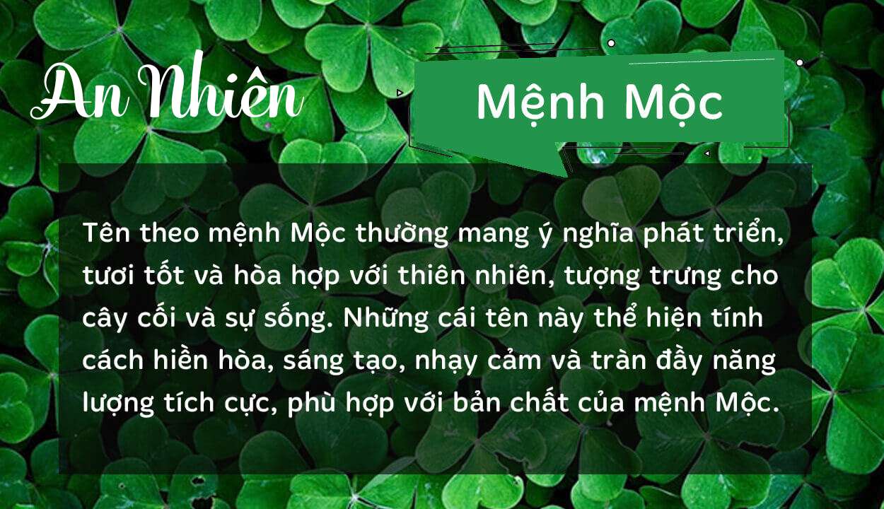 Tên An Nhiên thuộc hành Mộc