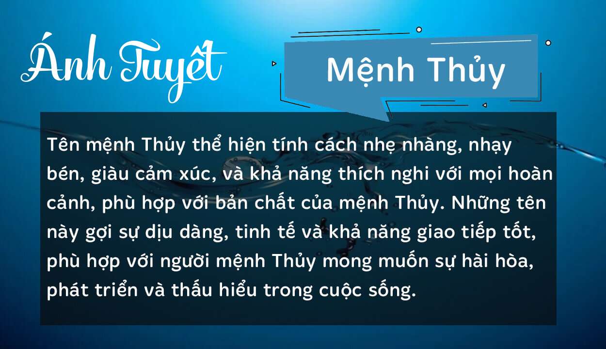 Tên Ánh Tuyết thuộc hành Thủy