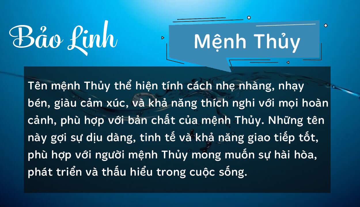 Tên Bảo Linh thuộc hành Thủy