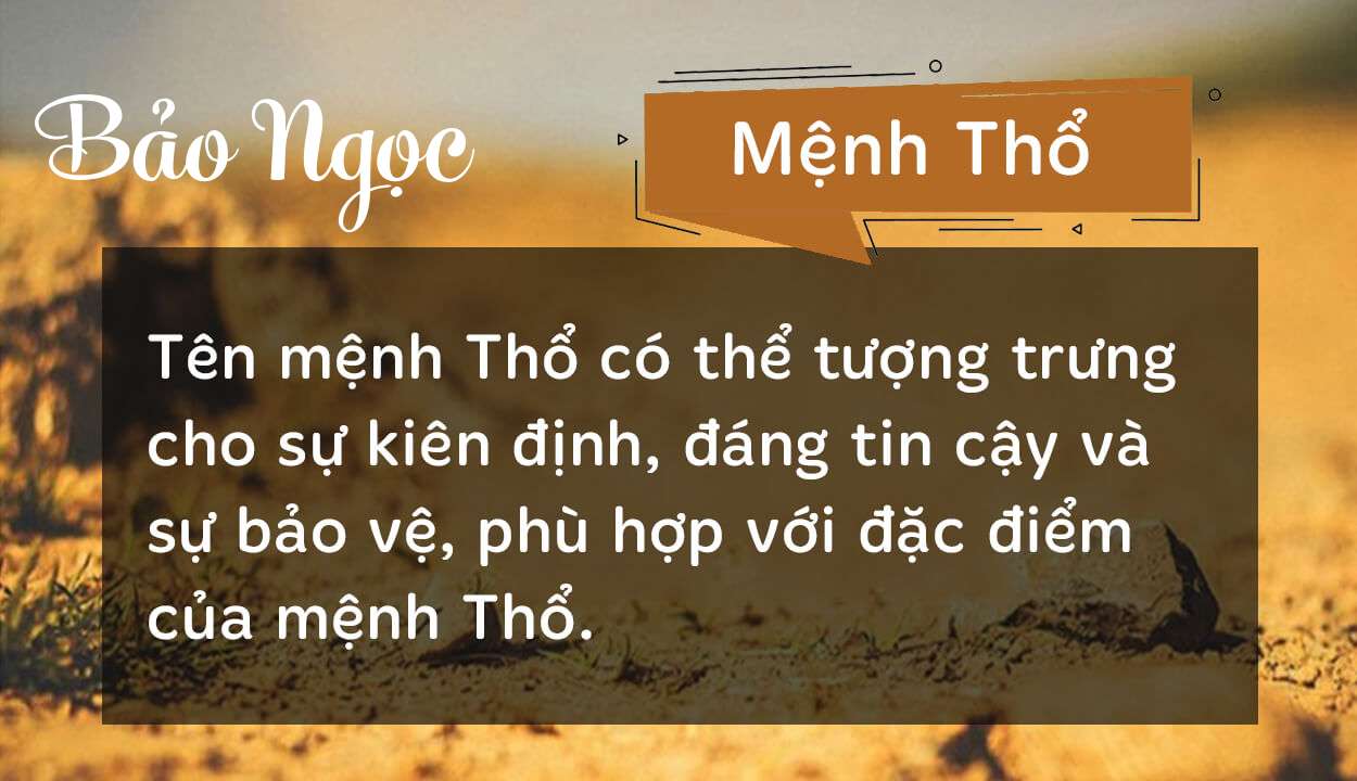 Tên Bảo Ngọc thuộc hành Thổ