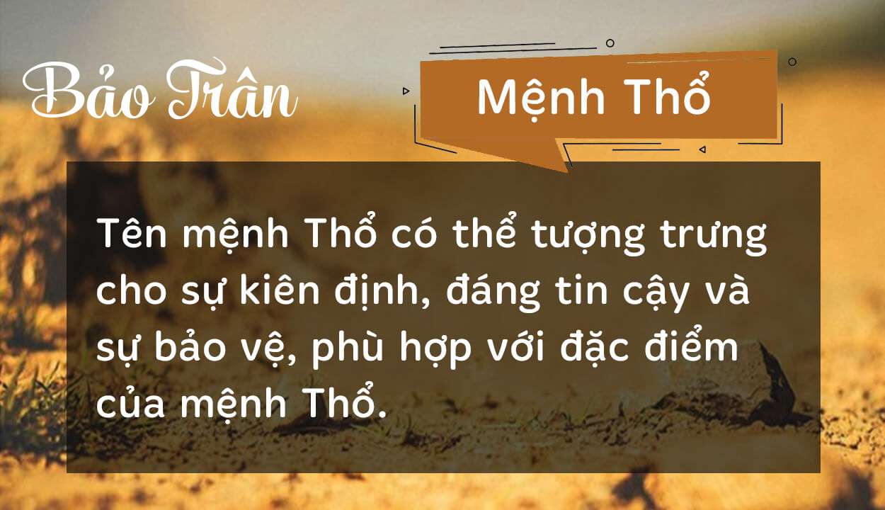 Tên Bảo Trân thuộc hành Thổ