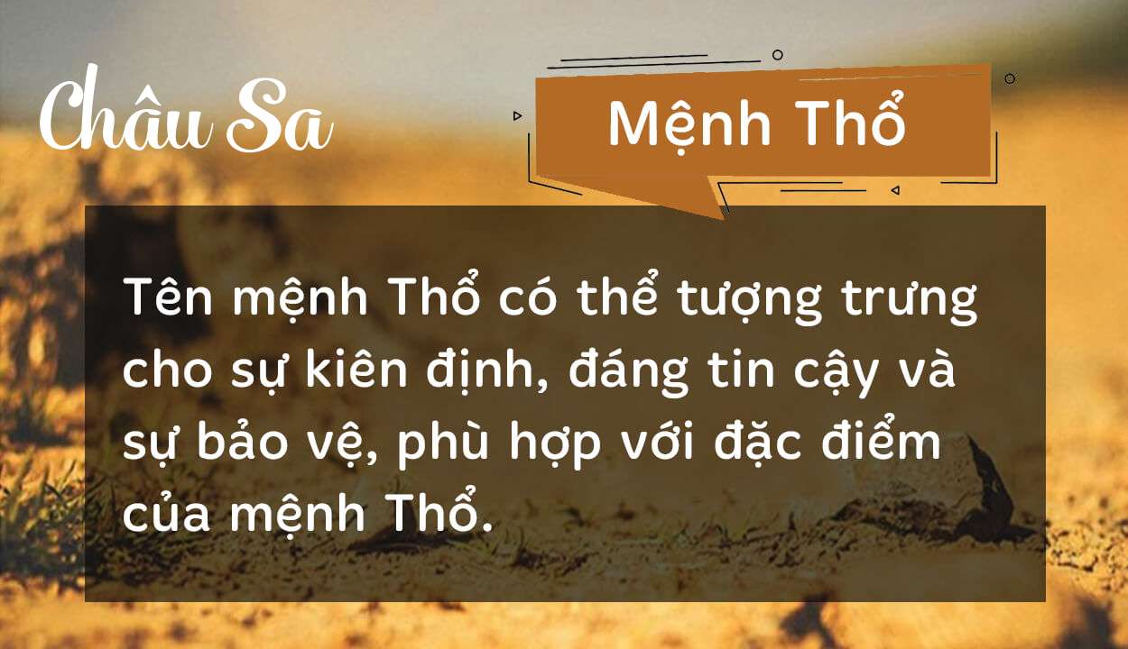 Tên Châu Sa thuộc hành Thổ