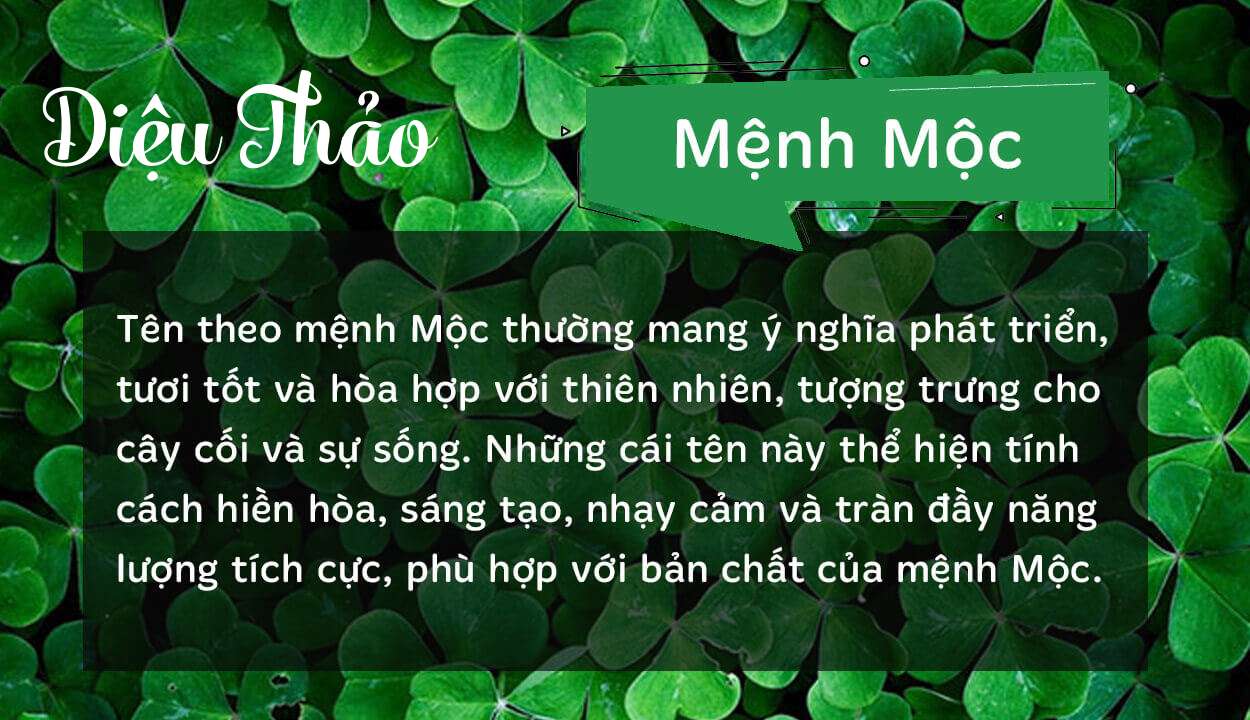 Tên Diệu Thảo thuộc hành Mộc