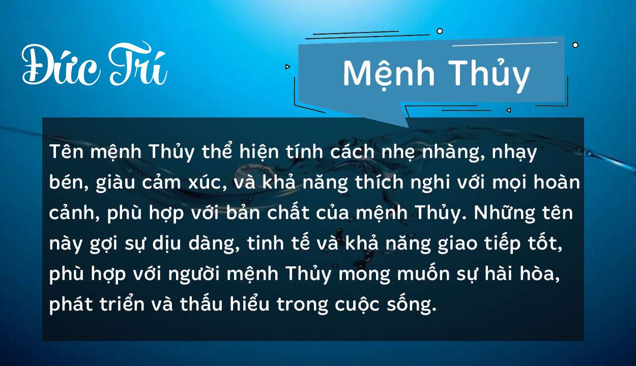 Tên Đức Trí thuộc hành Thủy