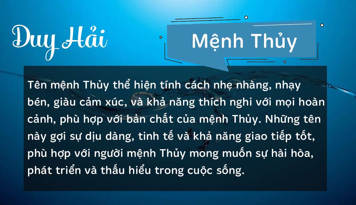 Tên Duy Hải thuộc hành Thủy