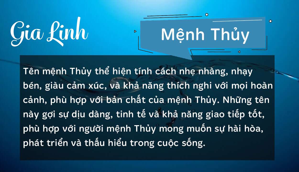 Tên Gia Linh thuộc hành Thủy