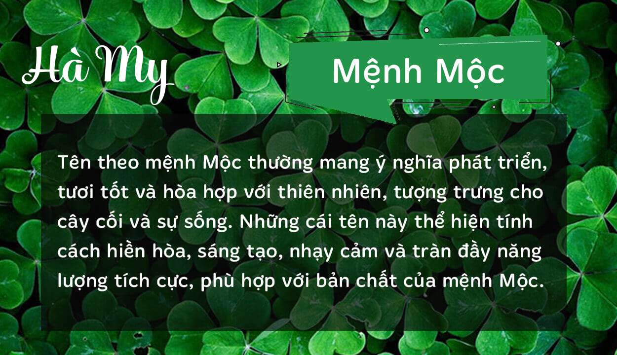 Tên Hà My thuộc hành Mộc