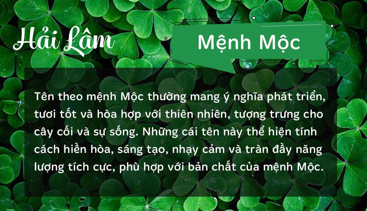Tên Hải Lâm thuộc hành Mộc