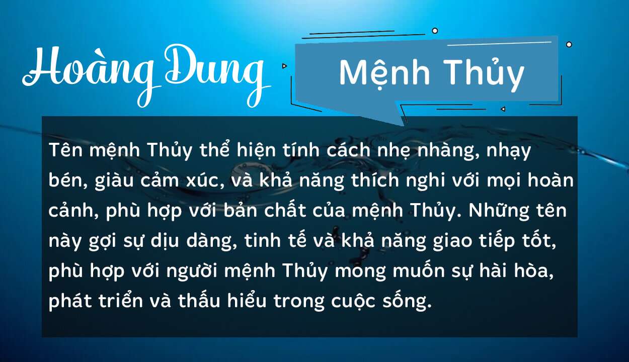 Tên Hoàng Dung thuộc hành Thủy