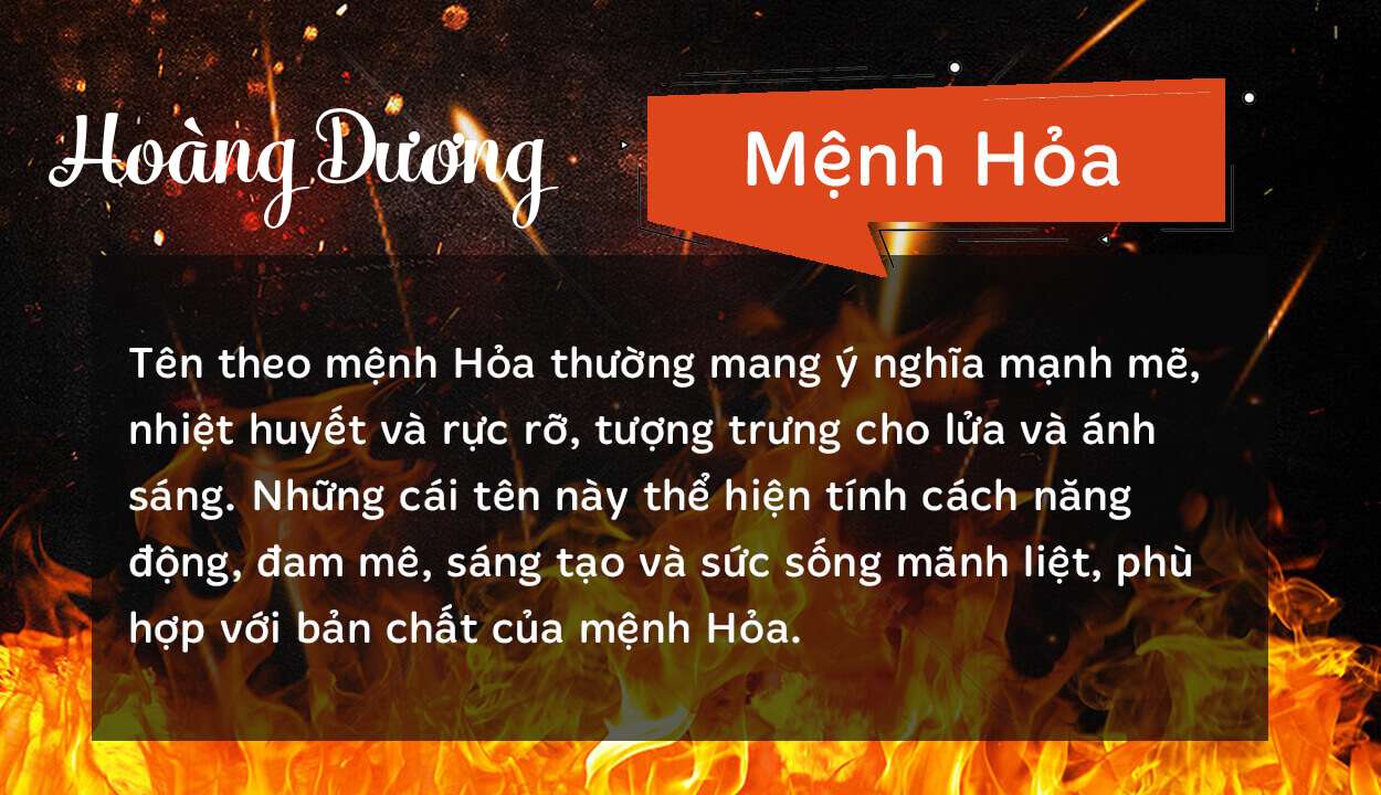 Tên Hoàng Dương thuộc hành Hỏa