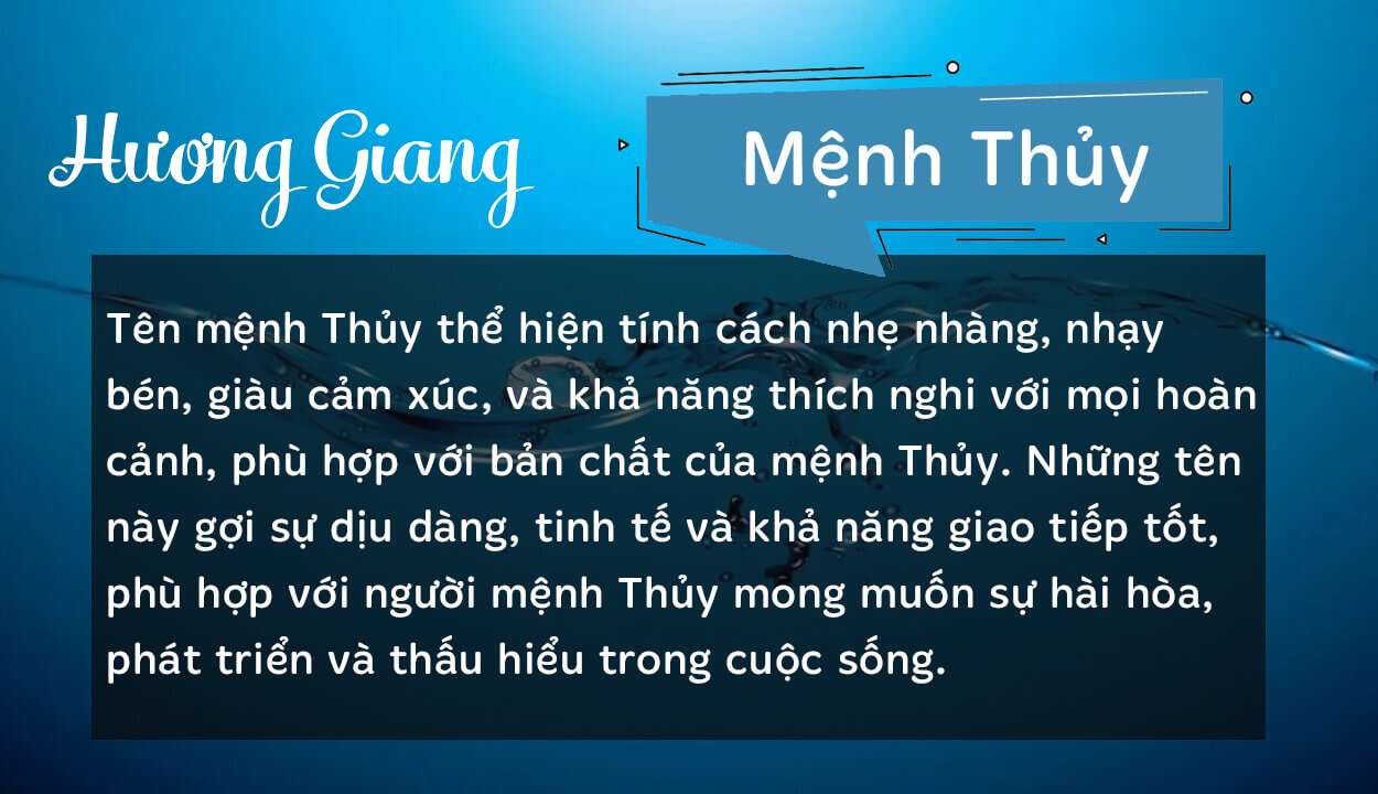 Tên Hương Giang thuộc hành Thủy