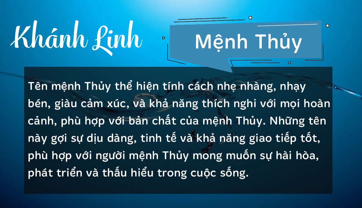 Tên Khánh Linh thuộc hành Thủy