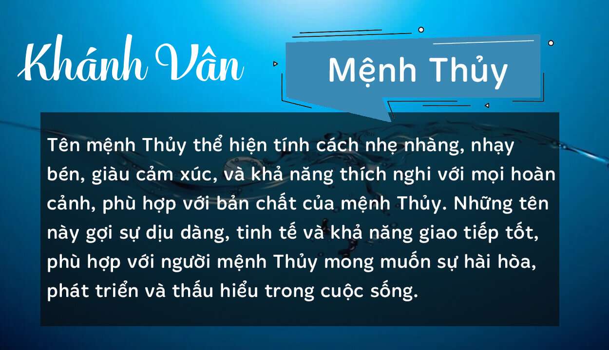 Tên Khánh Vân thuộc hành Thủy
