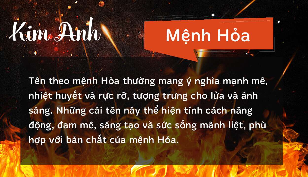 Tên Kim Anh thuộc hành Hỏa