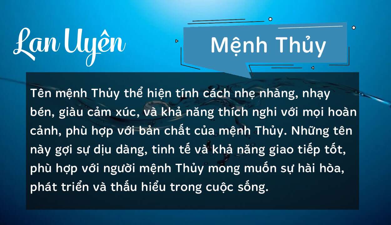 Tên Lan Uyên thuộc hành Thủy