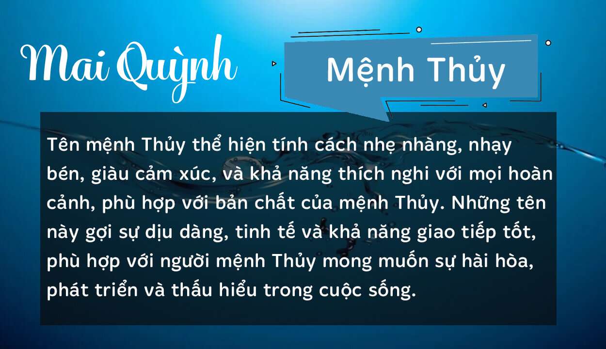 Tên Mai Quỳnh thuộc hành Thủy