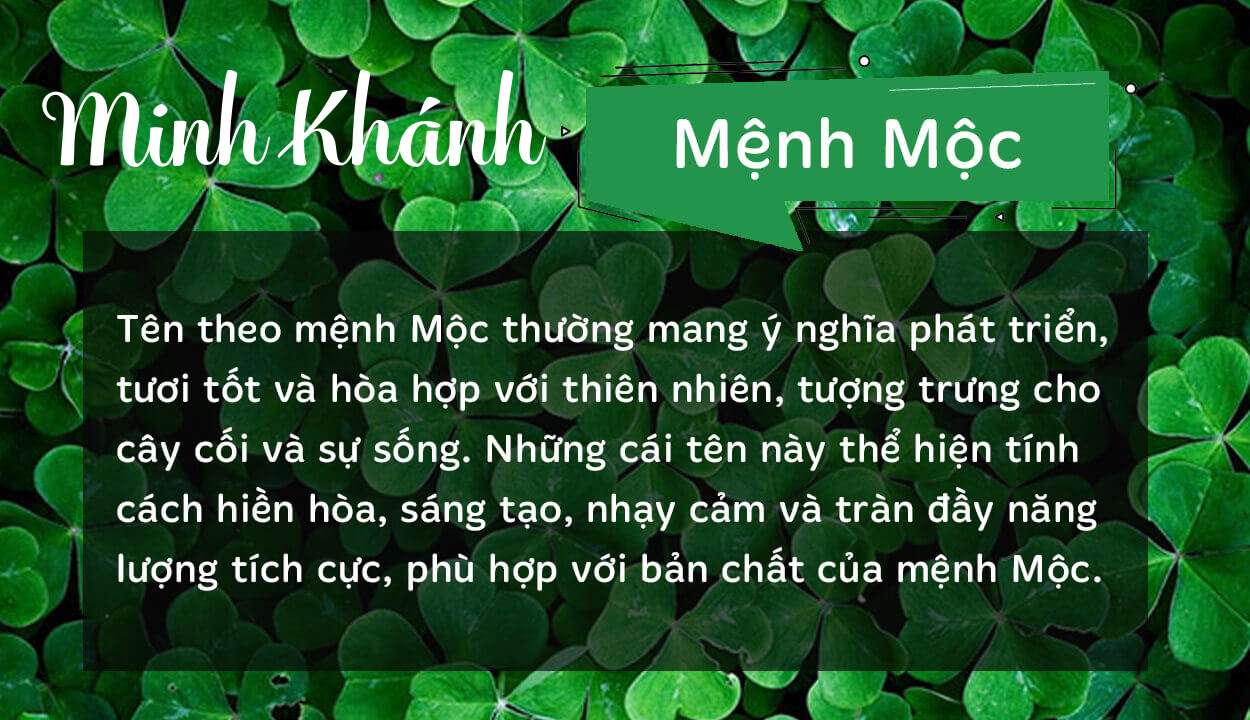 Tên Minh Khánh thuộc hành Mộc