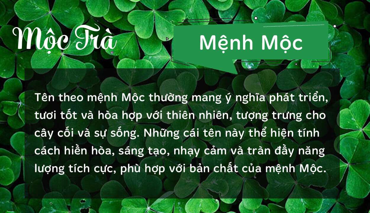 Tên Mộc Trà thuộc hành Mộc