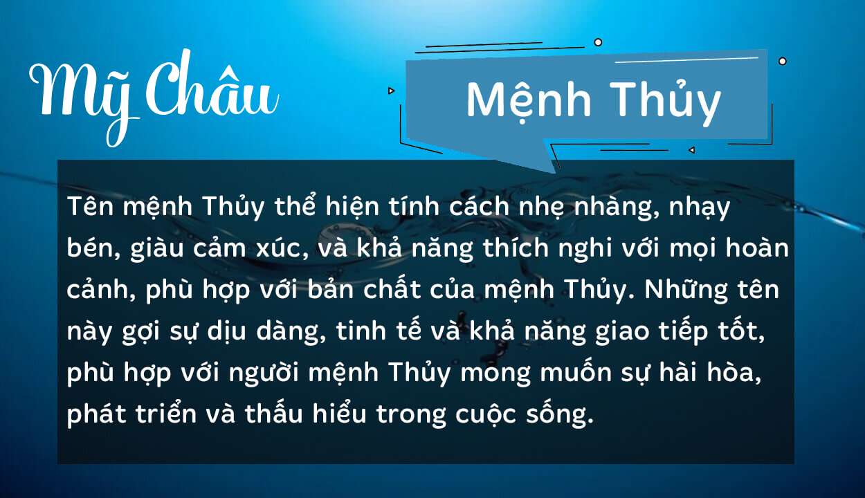 Tên Mỹ Châu thuộc hành Thủy