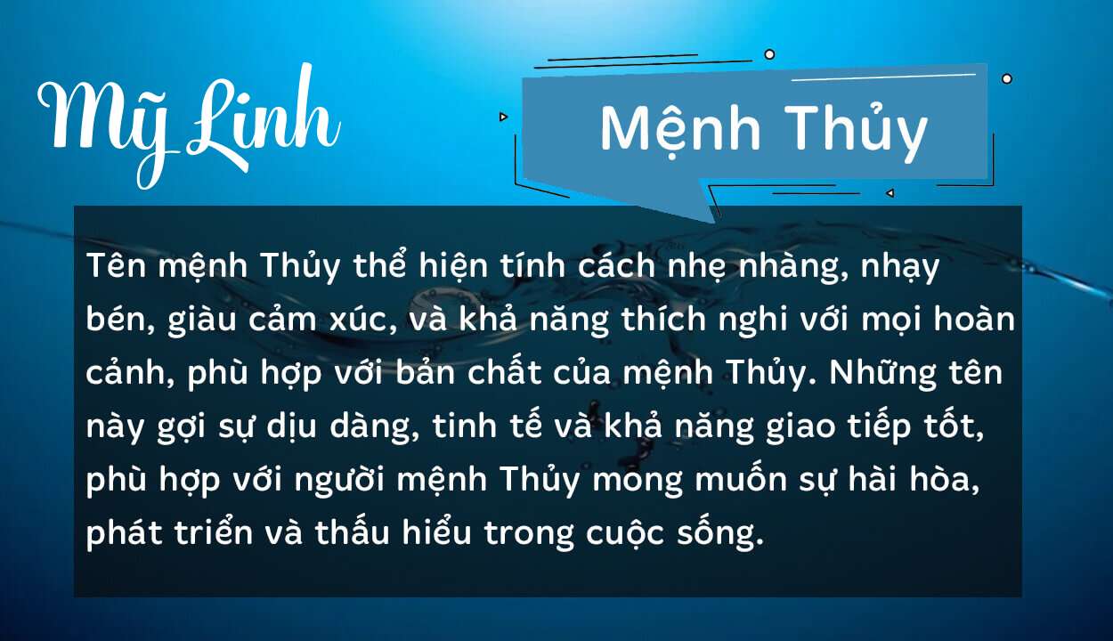 Tên Mỹ Linh thuộc hành Thủy