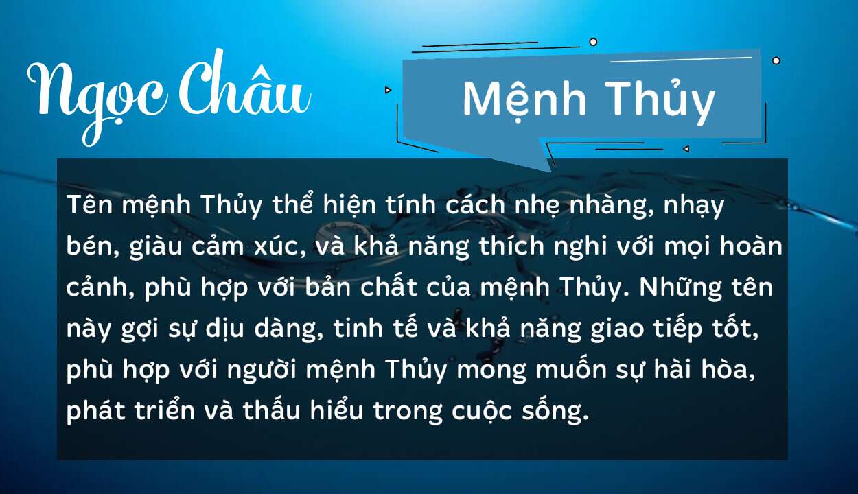 Tên Ngọc Châu thuộc hành Thủy