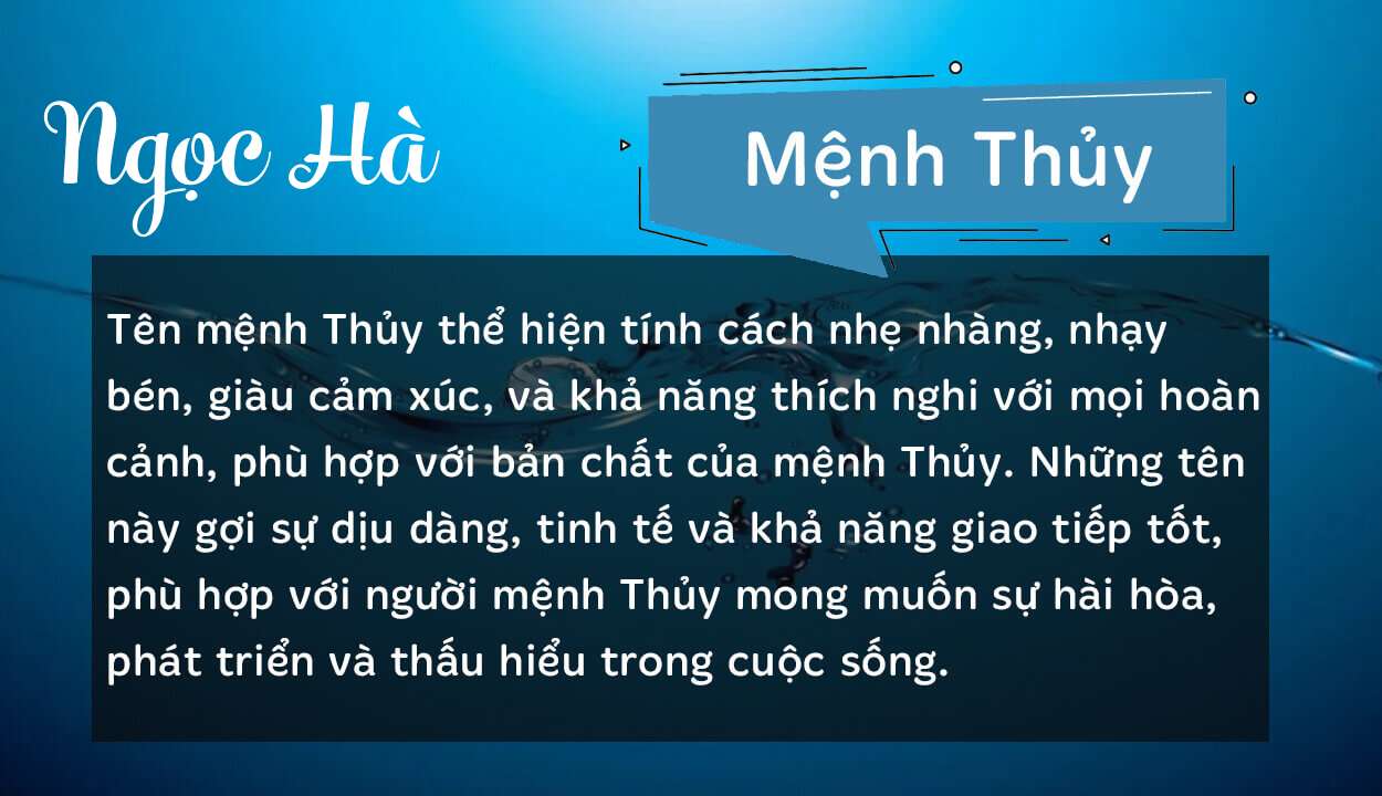 Tên Ngọc Hà thuộc hành Thủy