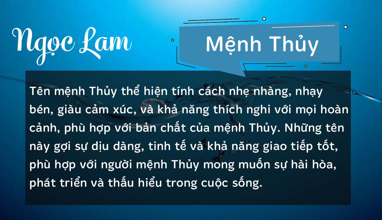 Tên Ngọc Lam thuộc hành Thủy