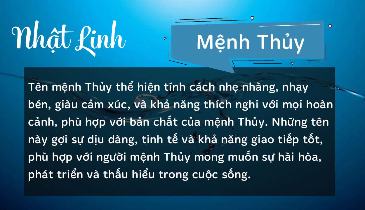 Tên Nhật Linh thuộc hành Thủy