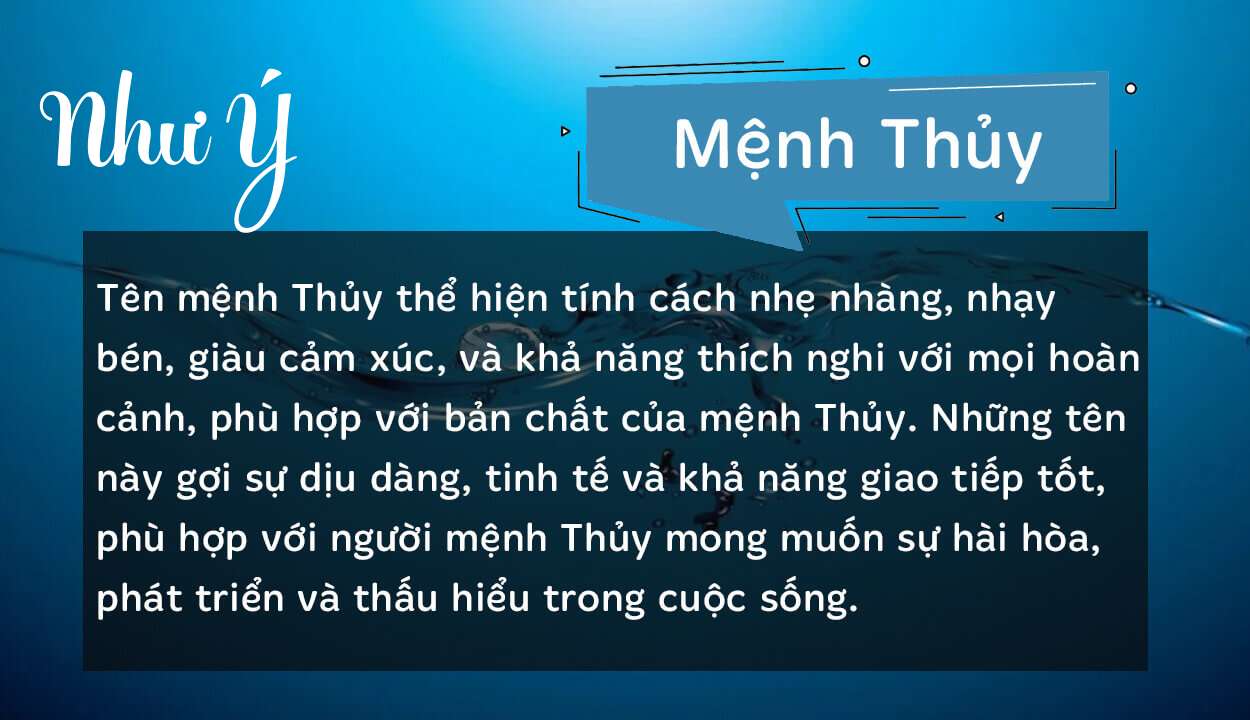 Tên Như Ý thuộc hành Thủy