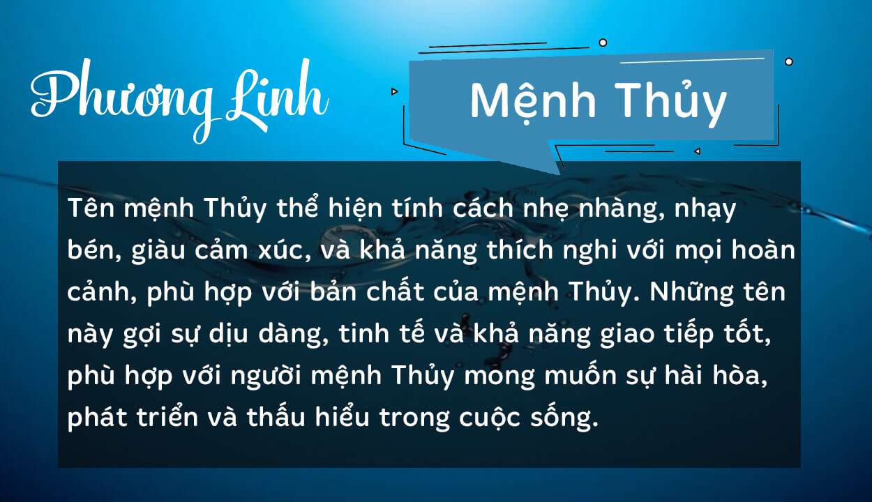 Tên Phương Linh thuộc hành Thủy