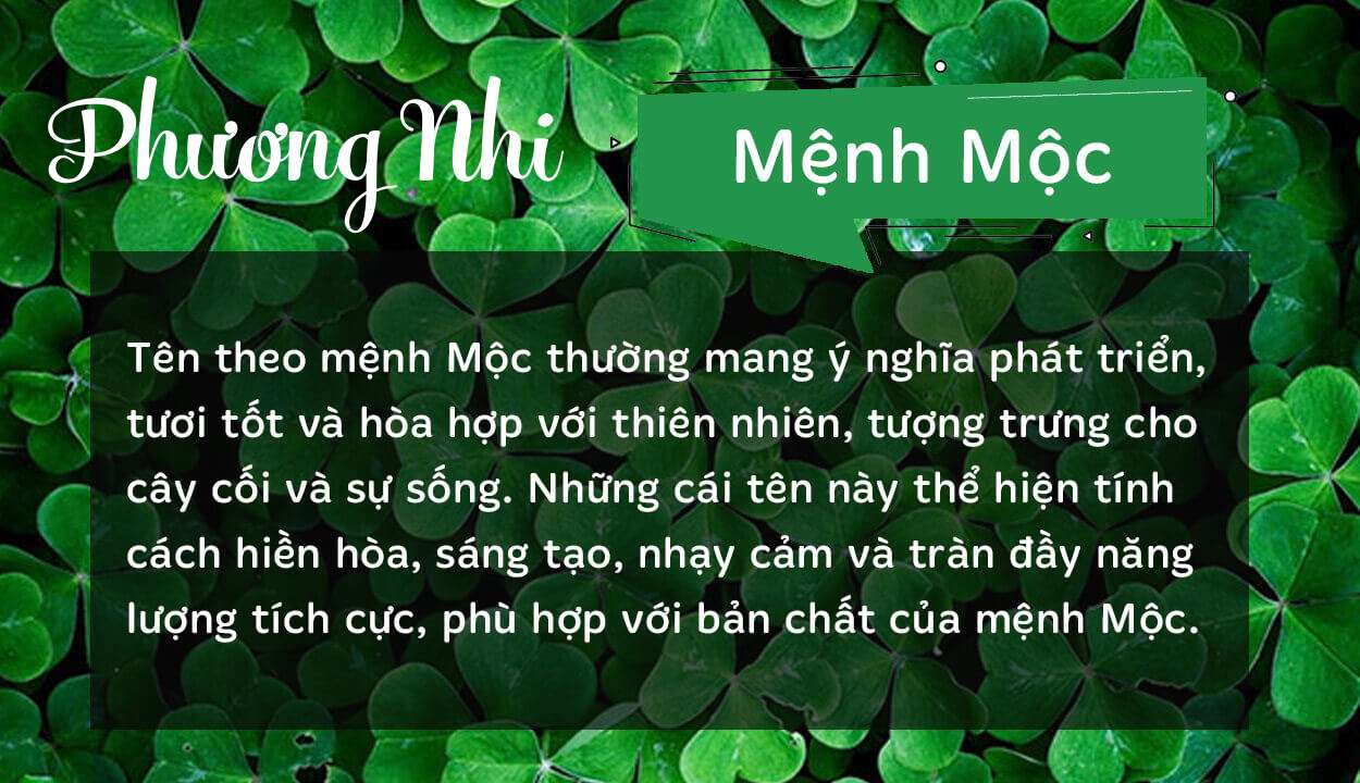 Tên Phương Nhi thuộc hành Mộc