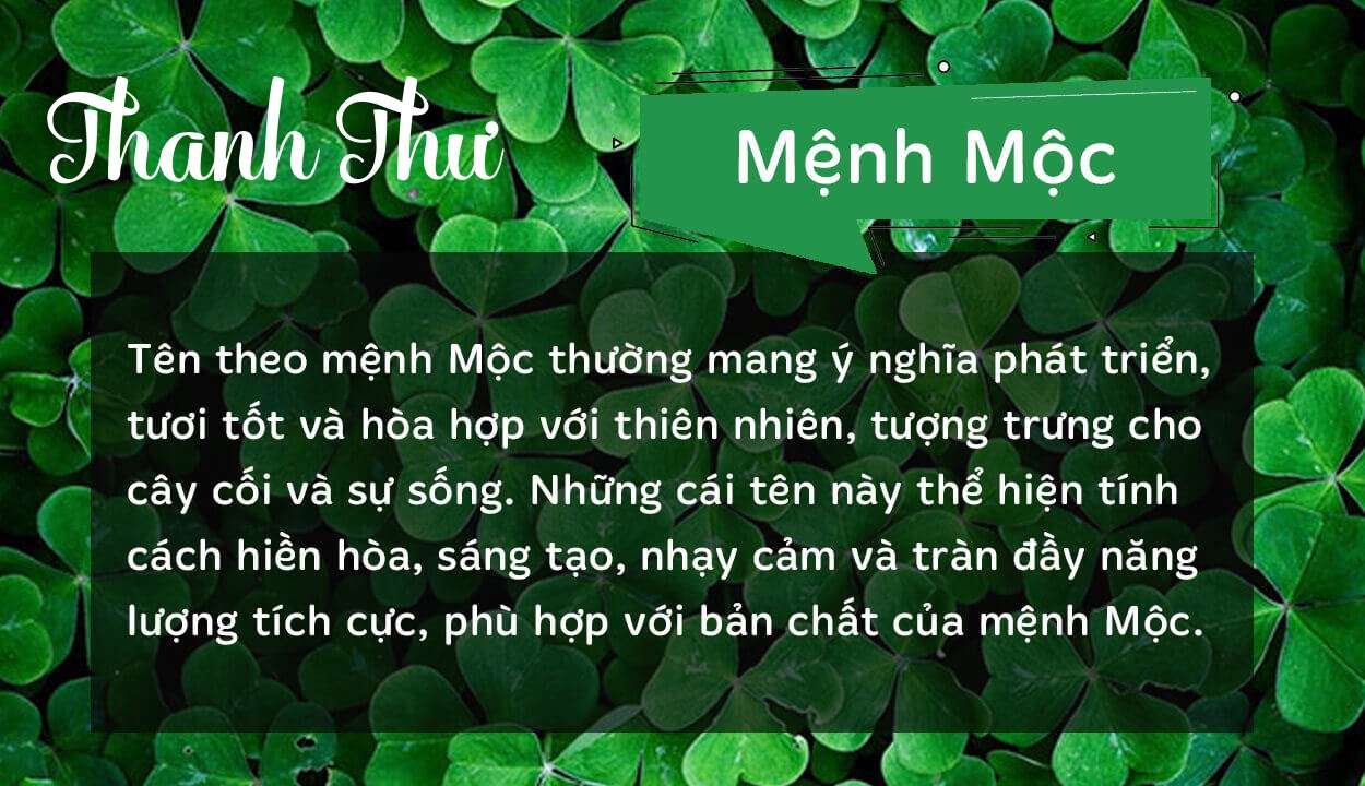 Tên Thanh Thư thuộc hành Mộc