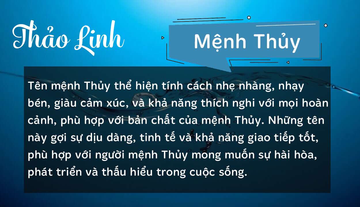 Tên Thảo Linh thuộc hành Thủy