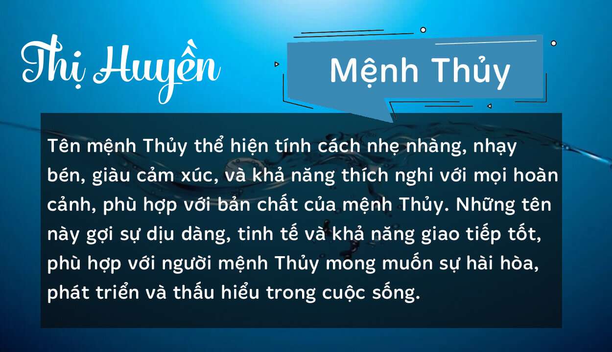 Tên Thị Huyền thuộc hành Thủy
