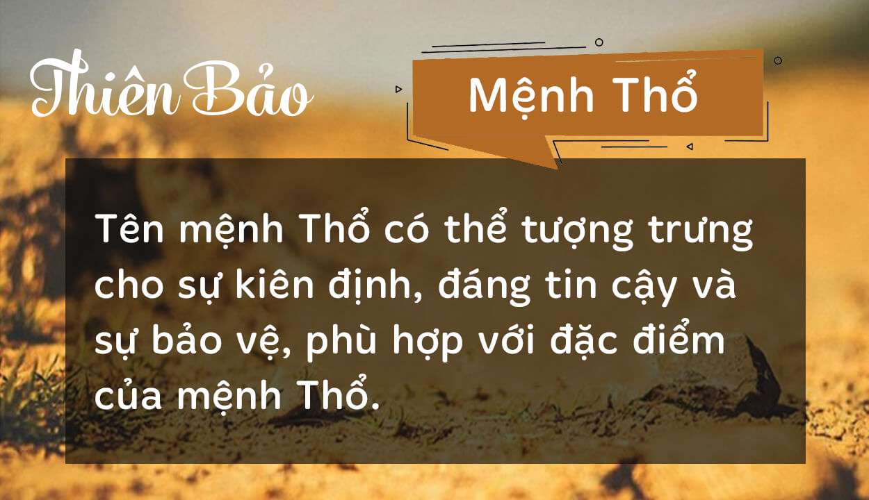 Tên Thiên Bảo thuộc hành Thổ