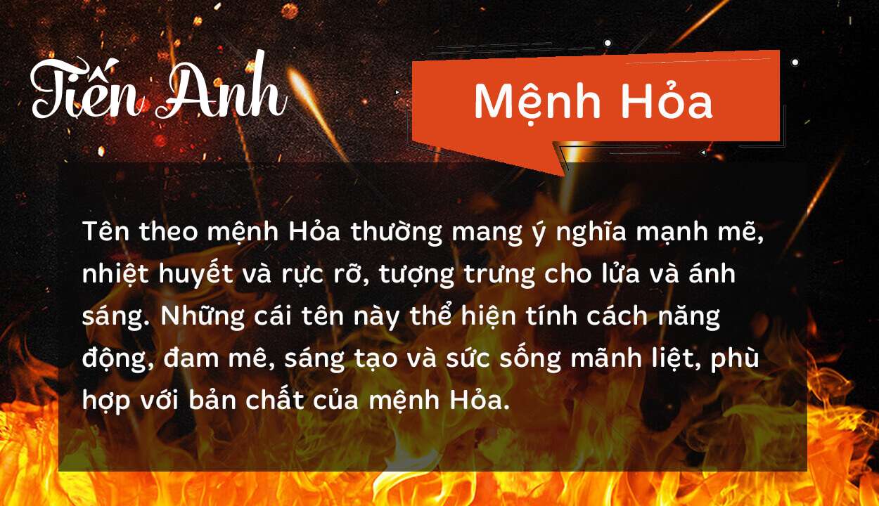 Tên Tiến Anh thuộc hành Hỏa