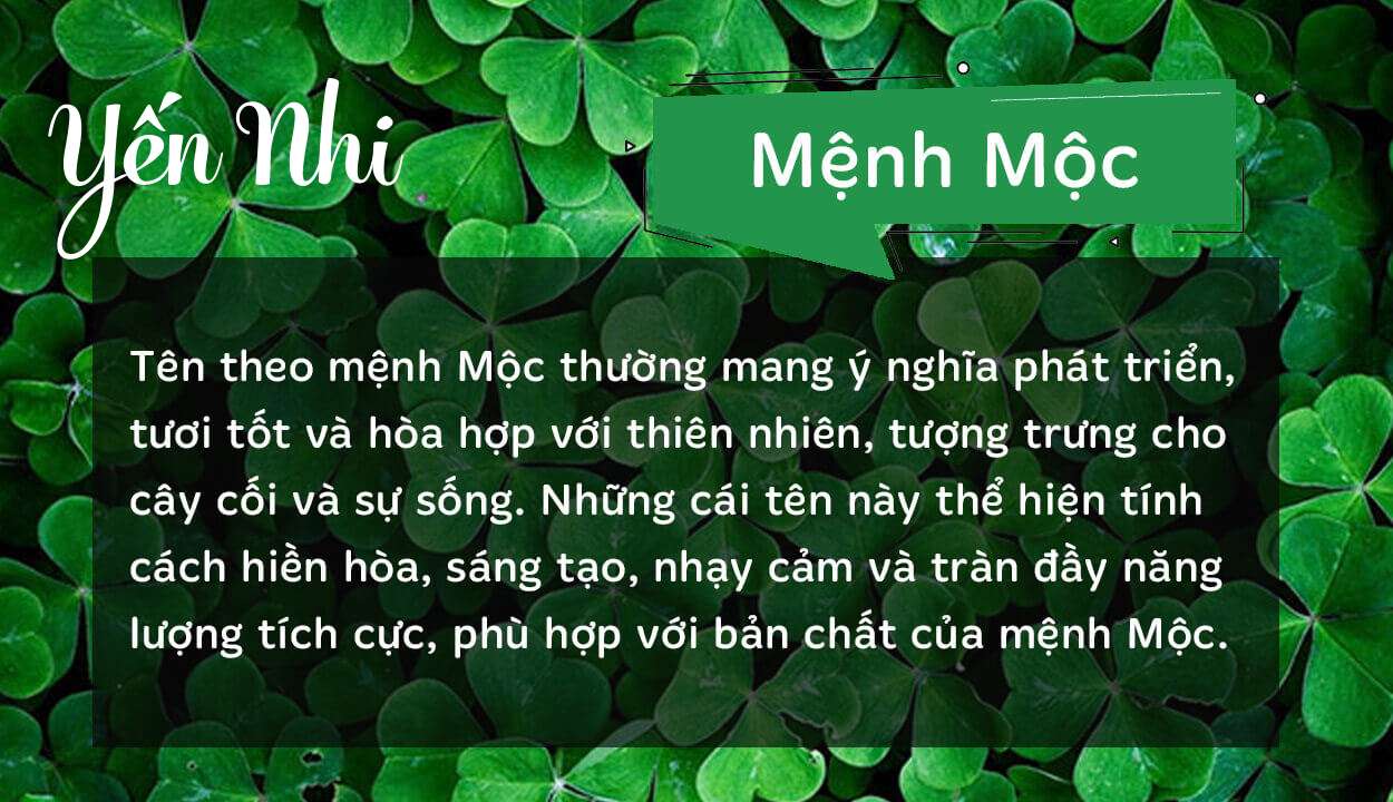 Tên Yến Nhi thuộc hành Mộc