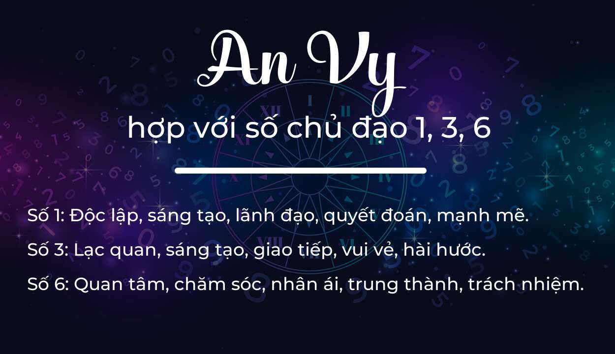 Tên An Vy hợp với người có số chủ đạo 1, 3, 6