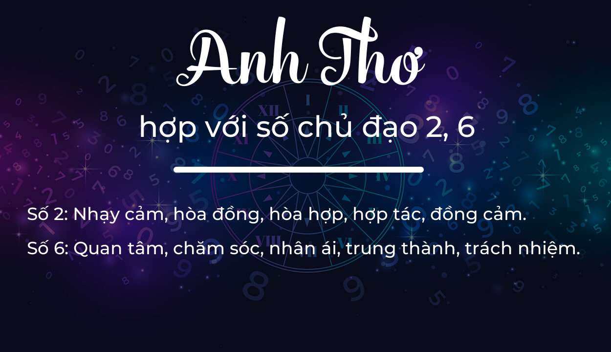 Tên Anh Thơ hợp với người có số chủ đạo 2, 6