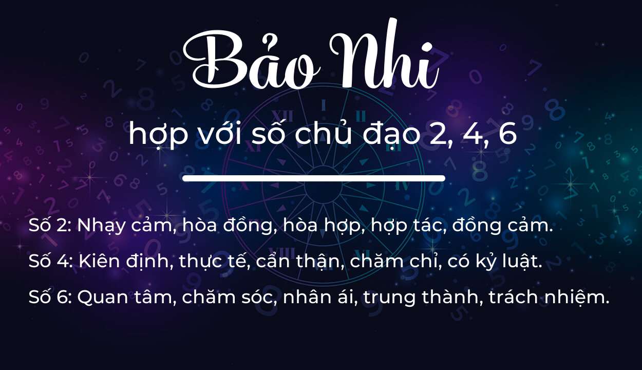 Tên Bảo Nhi hợp với người có số chủ đạo 2, 4, 6