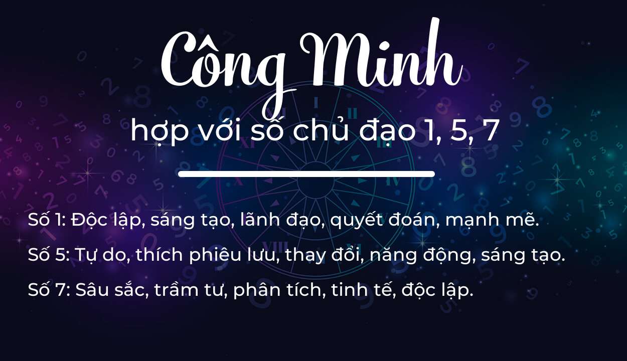 Tên Công Minh hợp với người có số chủ đạo 1, 5, 7
