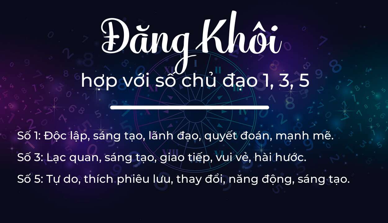 Tên Đăng Khôi hợp với người có số chủ đạo 1, 3, 5