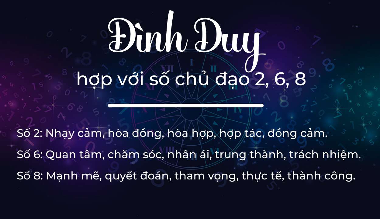 Tên Đình Duy hợp với người có số chủ đạo 2, 6, 8