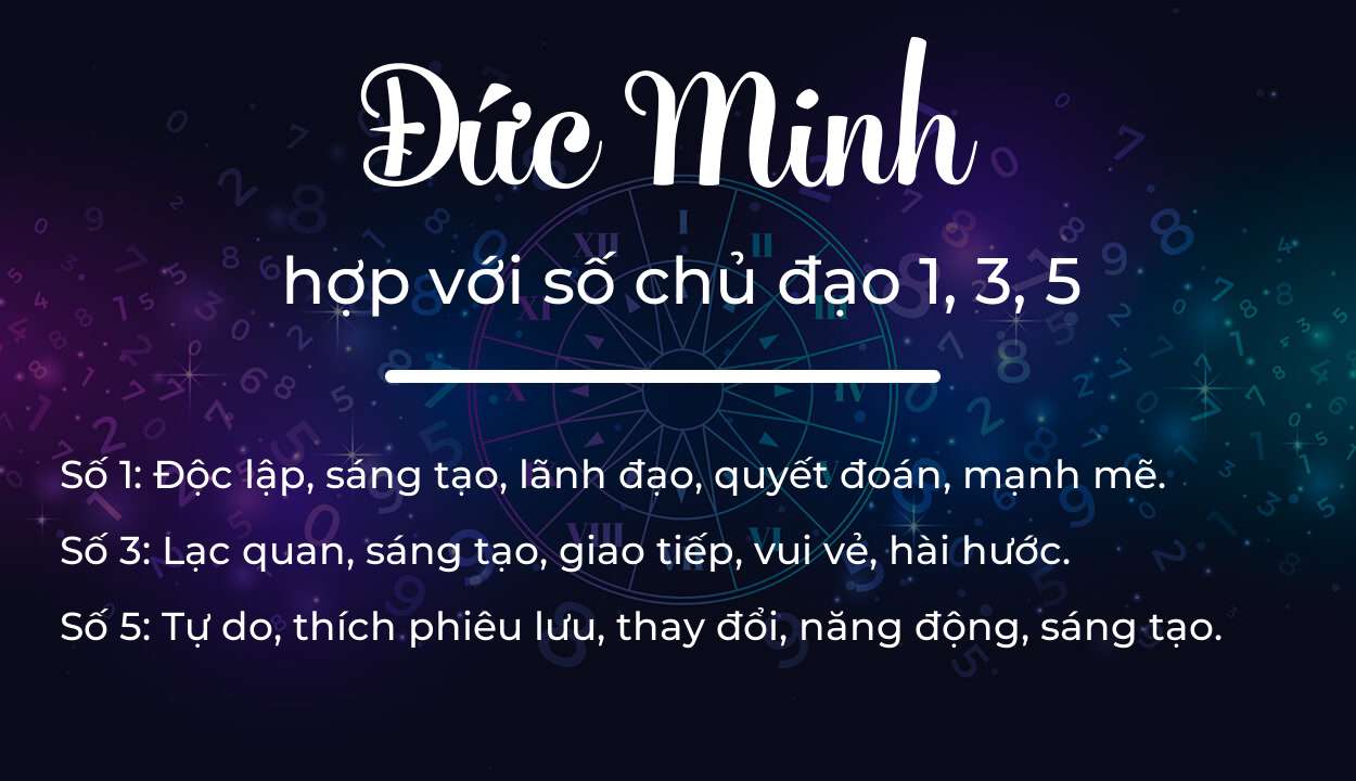 Tên Đức Minh hợp với người có số chủ đạo 1, 3, 5