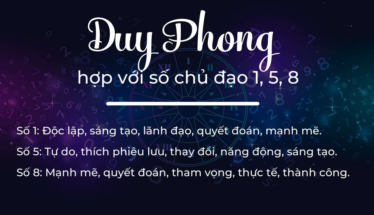 Tên Duy Phong hợp với người có số chủ đạo 1, 5, 8