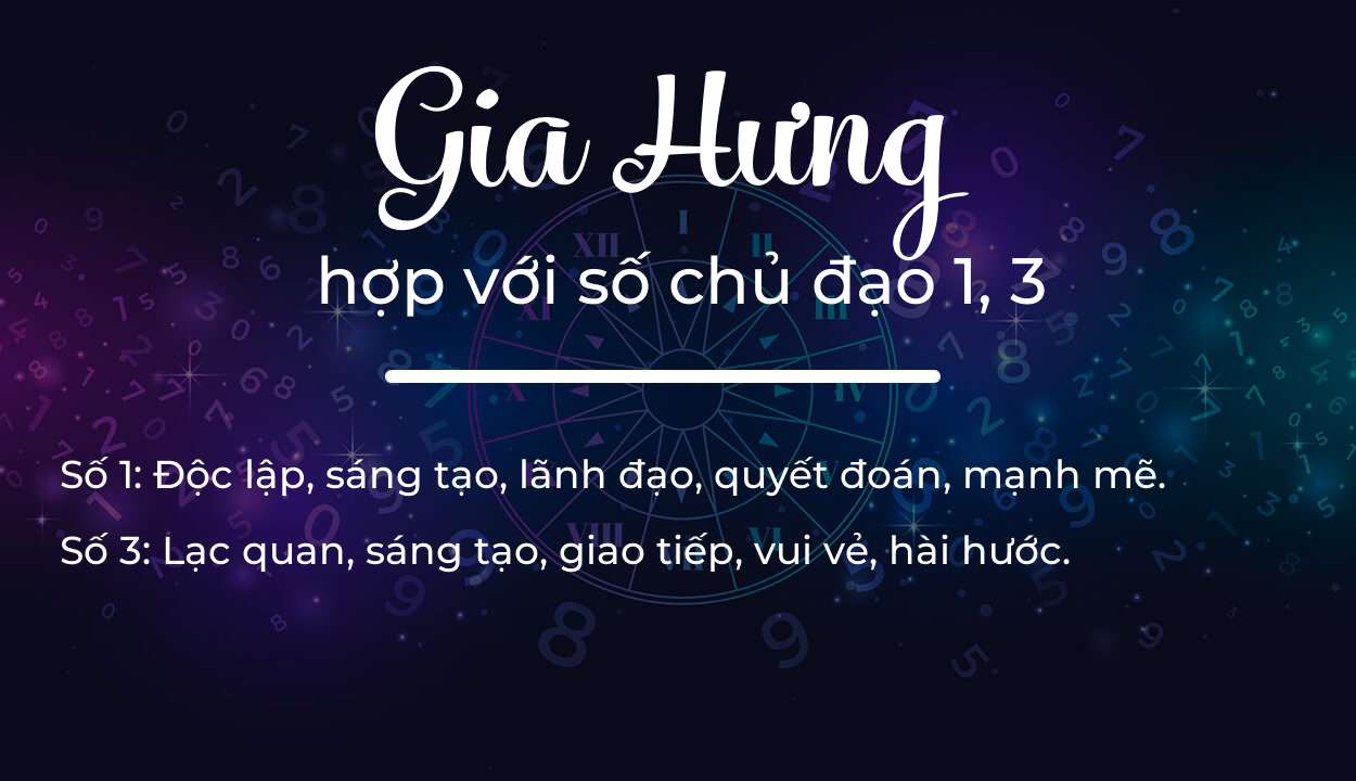 Tên Gia Hưng hợp với người có số chủ đạo 1, 3