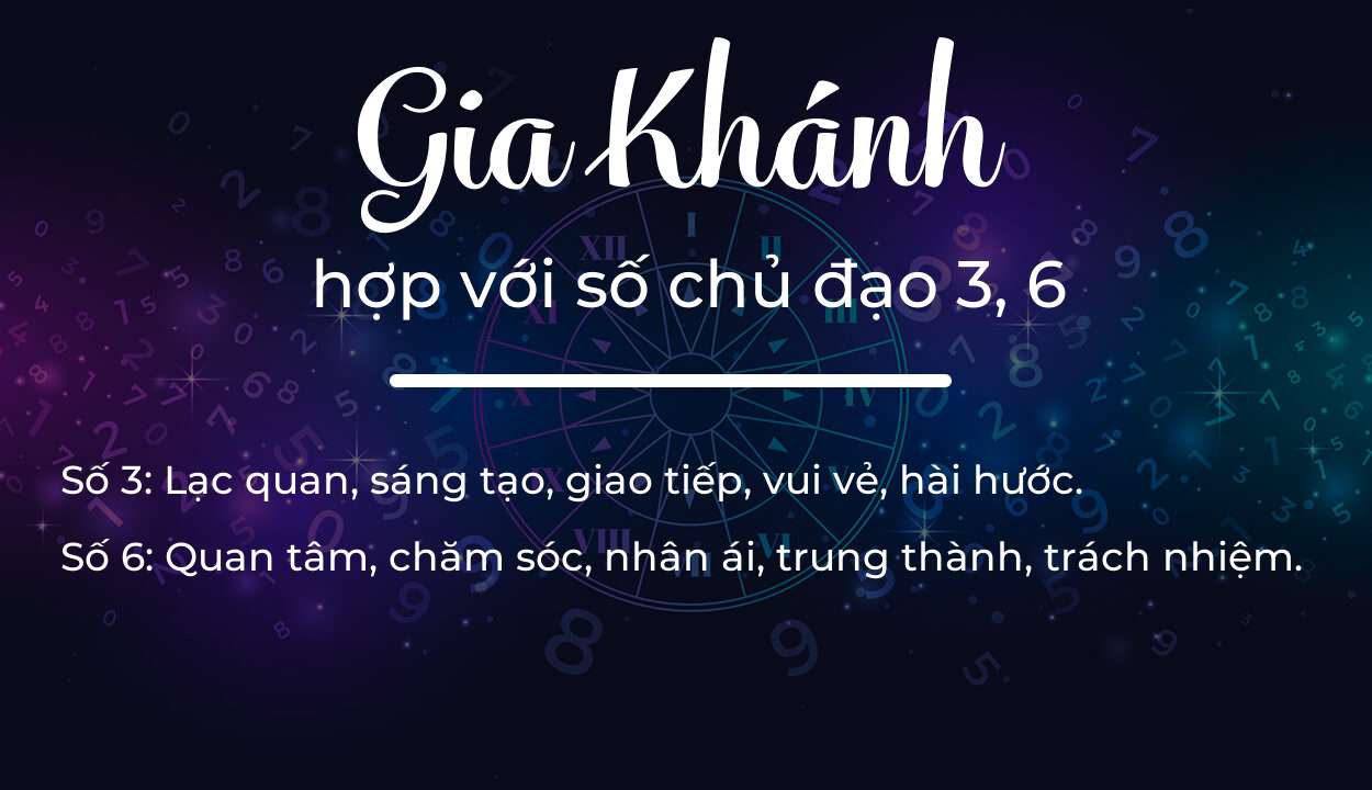 Tên Gia Khánh hợp với người có số chủ đạo 3, 6