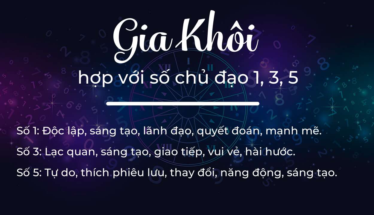 Tên Gia Khôi hợp với người có số chủ đạo 1, 3, 5
